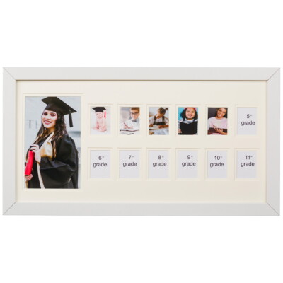 School Years Picture Days Collage Frame with Double White Mat, K-12 Keepsake