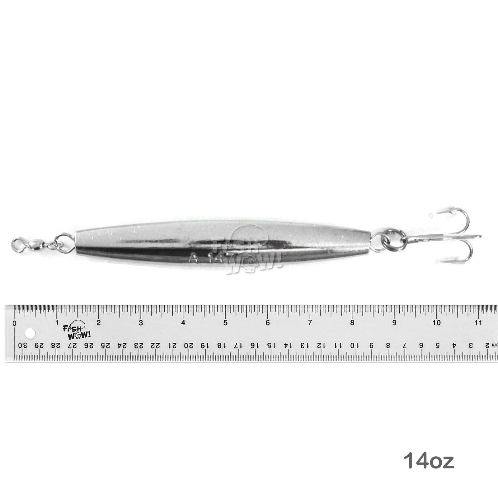 20pcs Fish WOW!® 14oz Diamond Jig Chrome 7/0 Treble Hook 400g Silver Heavy Bait - Image 2