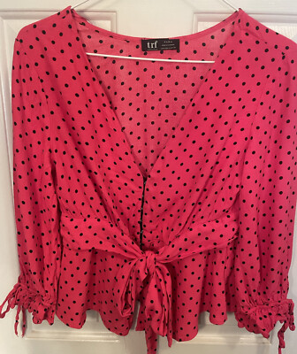 Zara Womens Pink Polka Dot Blouse Size S