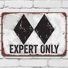 Vintage Ski Signs - Expert Only Double Black Ski Slope - Sli Decor for Mountain