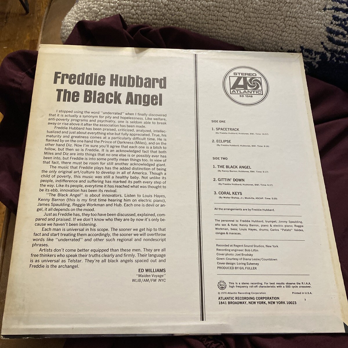 Freddie Hubbard The black angel LPレコード Freddie Hubbard ‎The Black Angel-Atlantic SD 1549 1970 Jazz Fusion