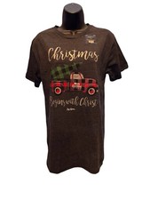 Joy Grace T-shirt Christmas Begins With Christ Gray Truck/Tree 50/50 Blend