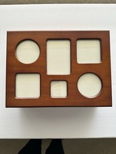NEW Wooden Photo/Jewelry Box 13.75"x10.0"x 5.25" Cherry Finish Collage Hing Top