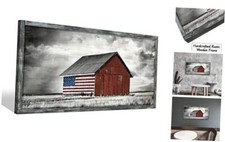 Farmhouse Wood Wall Art Picture: Living Room Framed Rustic Old Barn American 
