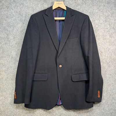 Etro Milano Kaschmir Blazer Sakko Herren Größe 52 L dunkelblau Seide Einreiher