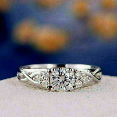 1.50 Ct Simulate Diamond 14K White Gold Finish Infinity Engagement Wedding Ring