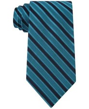  125 Calvin Klein Men'S Blue Black Stripe Slim Dress Silk Neck Tie Necktie 58x3