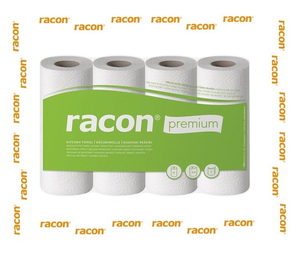 Racon KüChenrolle Premium B220Xl250 Weiß 2-Lagig, Perforiert 4 Rollen à 64 Blatt-image