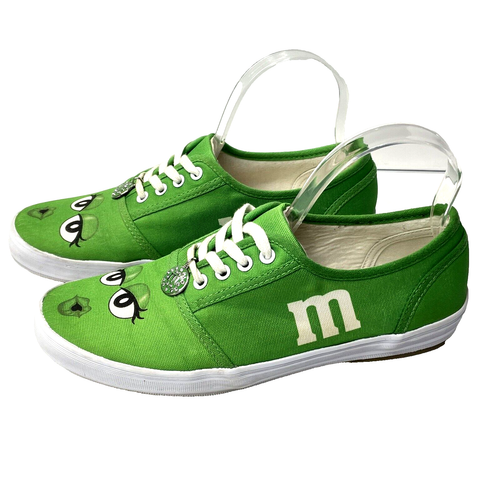 Bradford Exchange M&M’S sz 8 Canvas Tennis Shoes Sneakers Green Jeweled Charm - Picture 2 of 9