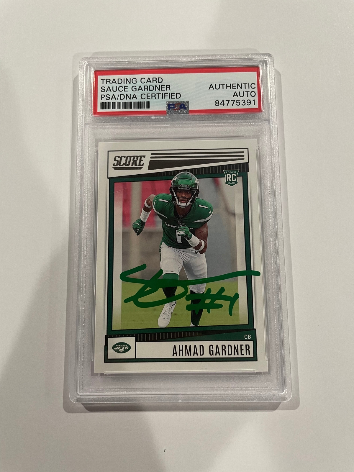 Sauce Gardner Autographed 2022 Panini Score Rookie Card Slabbed 325