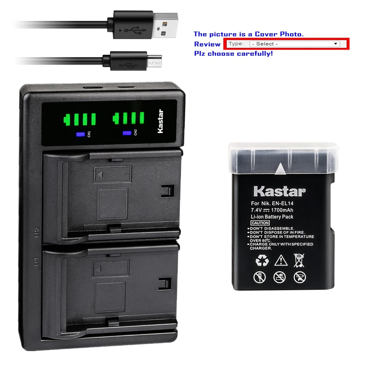 MH24 Chargeur de Batterie pour Nikon En-el14 P7100 P7000 D3100 D5200