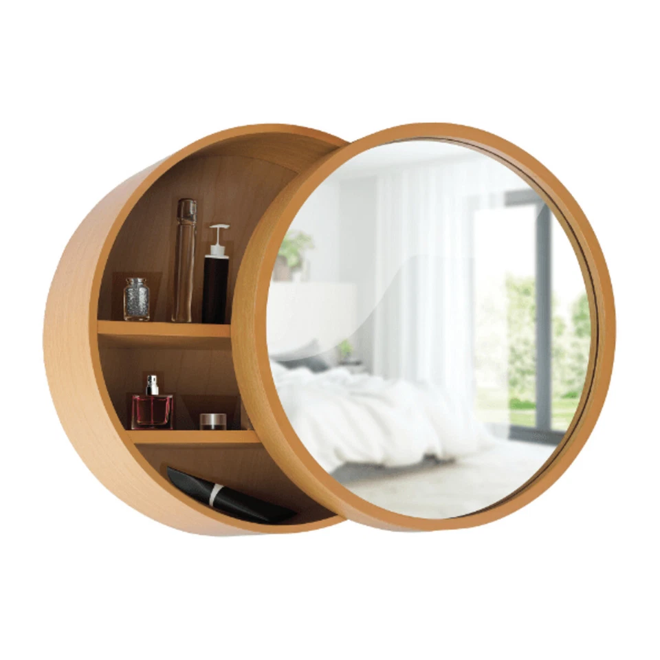 Spiegelschrank Spiegel Badezimmerschrank Wandschrank Schrank Bad rund Ø50x13 cm - Bild 2 von 4