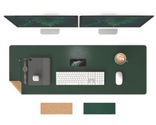 Dual-Sided Mouse Pad Natural Cork  PU Leather Large Desk Pad for Office and ...