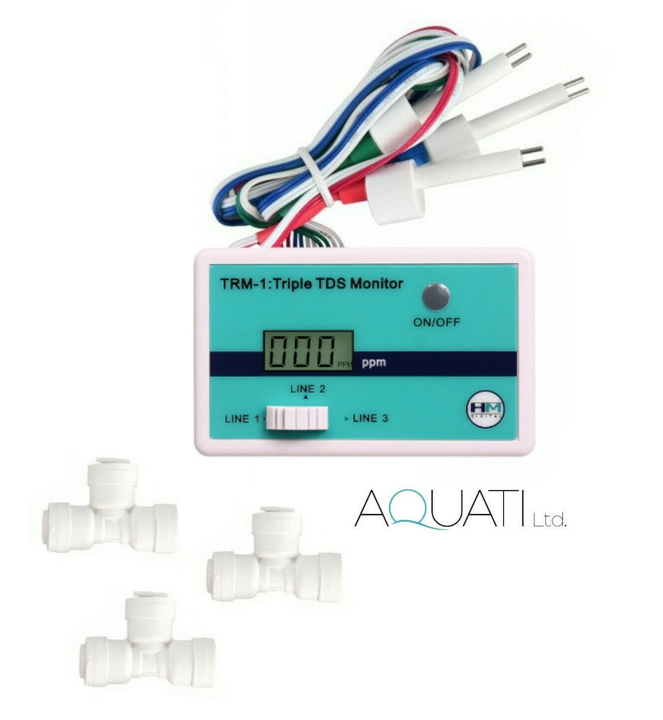 HM Digital TRM-1 Triple In-Line TDS Monitor Total Dissolved Solids RO/DI Meter