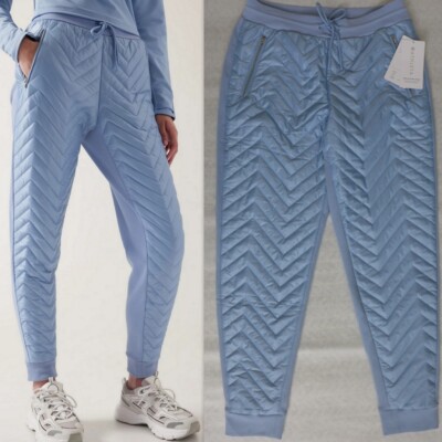 NWT ATHLETA Apres Ski Jogger Heron Blue fleece Winter Pants QUILTED Size 10 $149