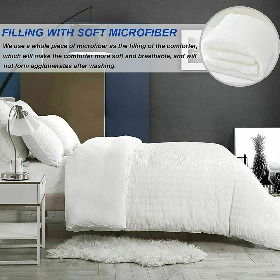 3-Pieces Pinch Pleat Pintuck Style Comforter Set All Season Queen King Bedding - Image 2 of 4