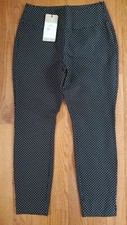 Cabi Seaside Chic 5175 Dot Trouser Black White Dots Tapered Leg Stretch Sz 6 NWT