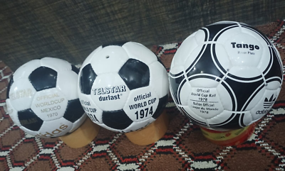 3X ADIDAS HISTORICAL MINI BALL SET 1970/1974/1978 FIFA WORLD CUP