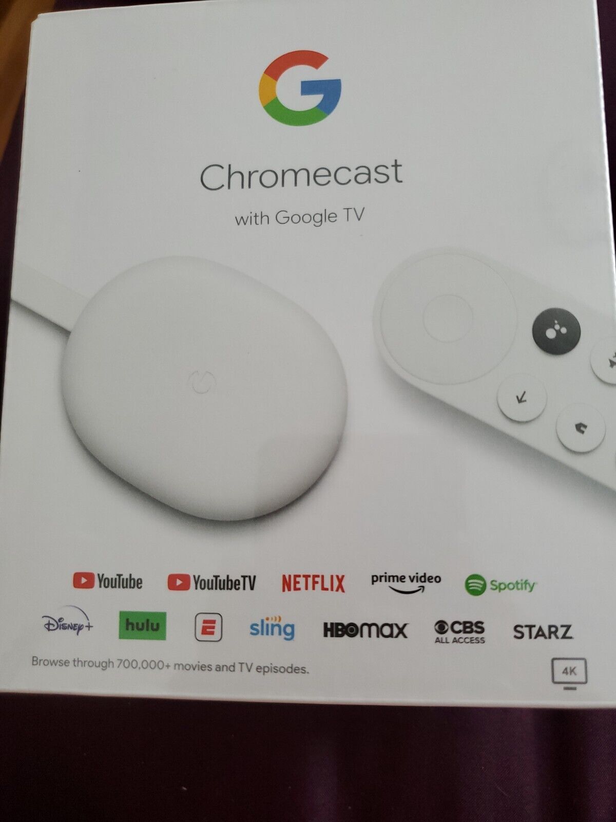 Google Chromecast with Google TV - Streaming Media Player in 4K HDR - Snow  - New 705353038525