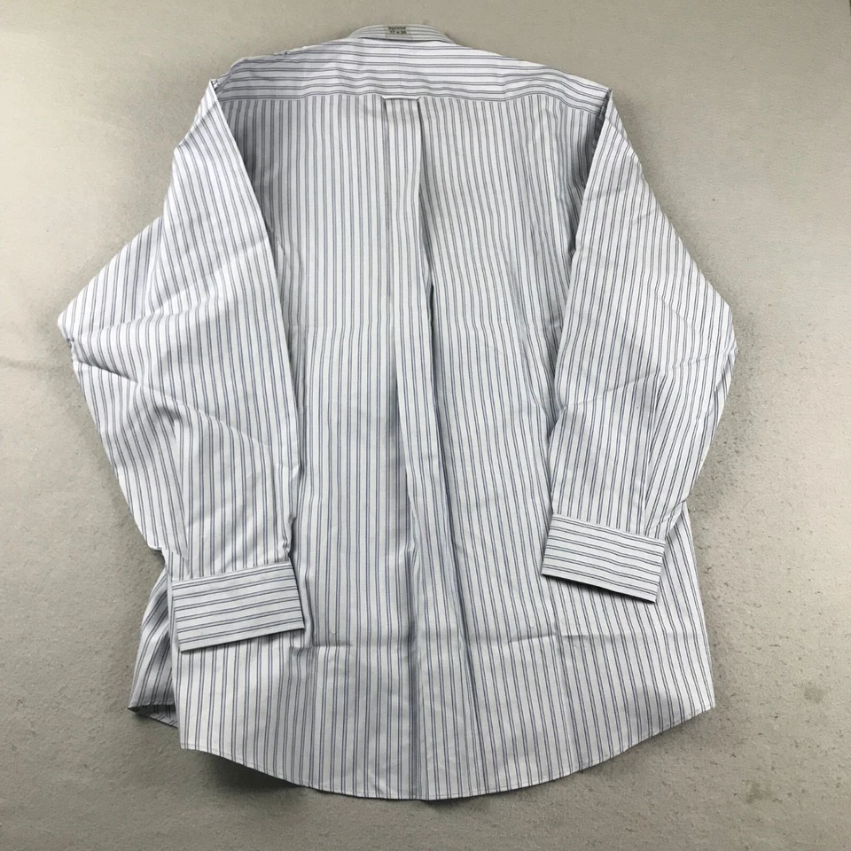 Kirkland Signature Shirt Mens 17 Blue Striped Non Iron Button Up Long Sleeve NWT - Image 4 of 4