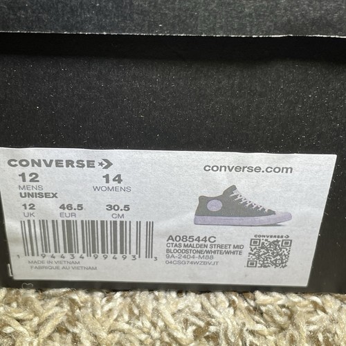 Converse Mens Size 12 Chuck Taylor All Star Malden Street Mid Top Vintage Maroon - Picture 7 of 7