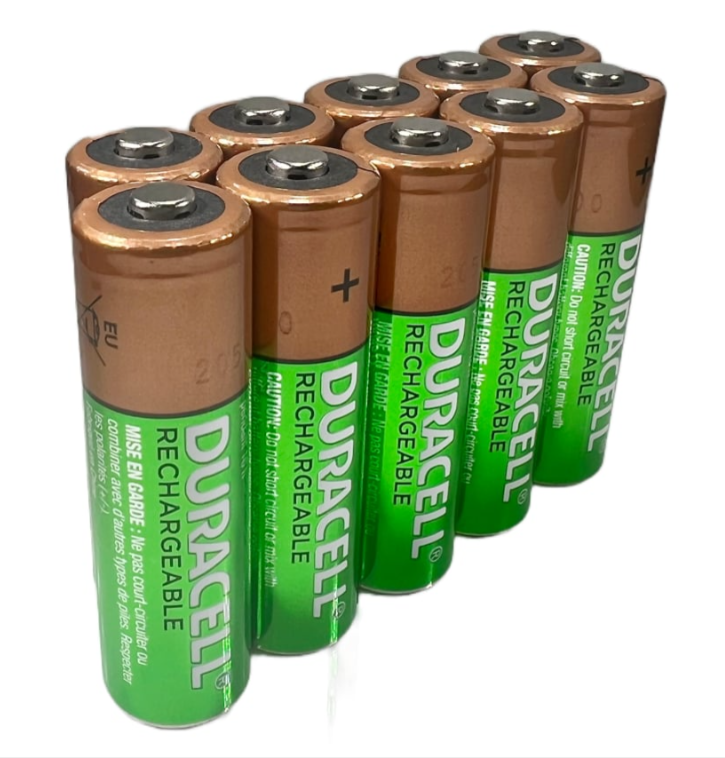 10 Duracell Rechargeable AA NiMH batteries (1.2 V 2500mAh DX1500)