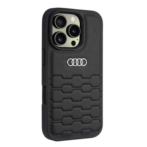 Audi Apple iPhone 16 Pro Max Hardcase Hülle Synthetic Leather Schwarz - Picture 2 of 7