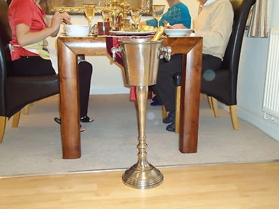 Floor Standing Champagne Ice Bucket Vintage Silver Stand Wine Cooler Bar Drinks