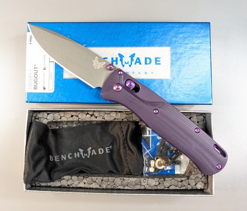 Benchmade Bugout 535GRY-1 S30V Blade Purple Crossfade Scales💜Purple Accents NEW