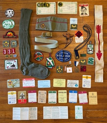 vtg BOY SCOUT lot BADGES Medals 1950s 60s St Louis MO Membership Cards PATCHES +