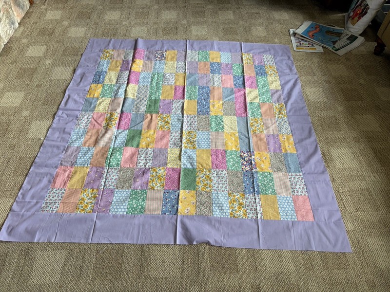New Quilt Top Using Repro ‘30’s Fabric 5”Borders 3”/5” Rectangles Mint 56”/60”