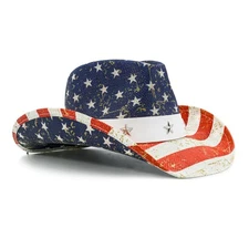 FLUFFY SENSE. American Flag Cowboy Cowgirl Hat Patriotic USA Western Hat 4th ...