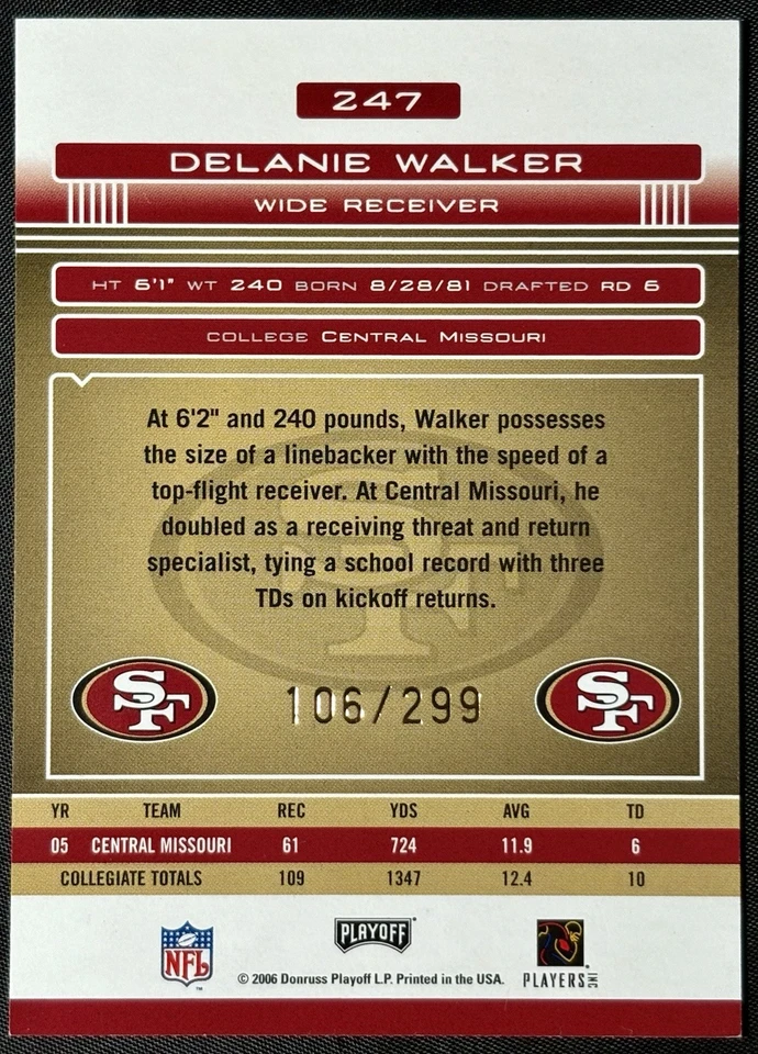 2006 Absolute Memorabilia Spectrum Auto Delanie Walker RC Rookie 106/299 #247 - Image 2 of 3