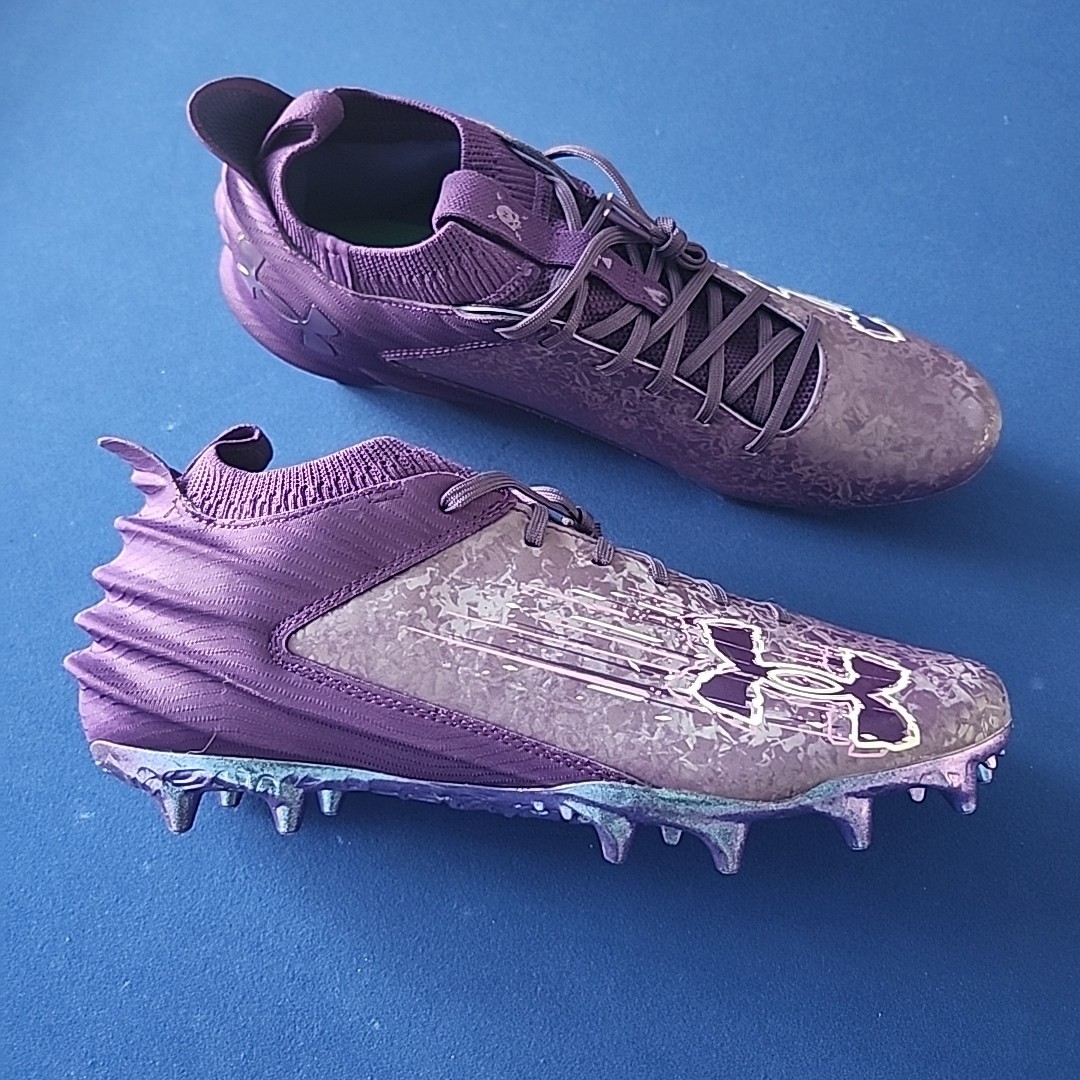 Sz 13 UA Under Armour Blur 2 MC Suede Purple Football Cleats Men’s 3027978-500 