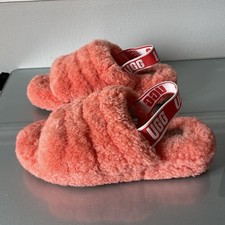 UGG Fluff Yeah Slide Slippers Coral Shearling Platform Sandals Women s Size 7