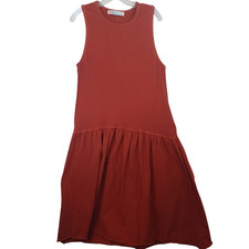 Free People Beach Midi Dress Womens Small Rust Sleeveless Popover w Pockets