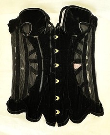 Agent Provocateur Knickers Forever Black Silk Velvet Mesh Corset Hook/Eye 3 S/M