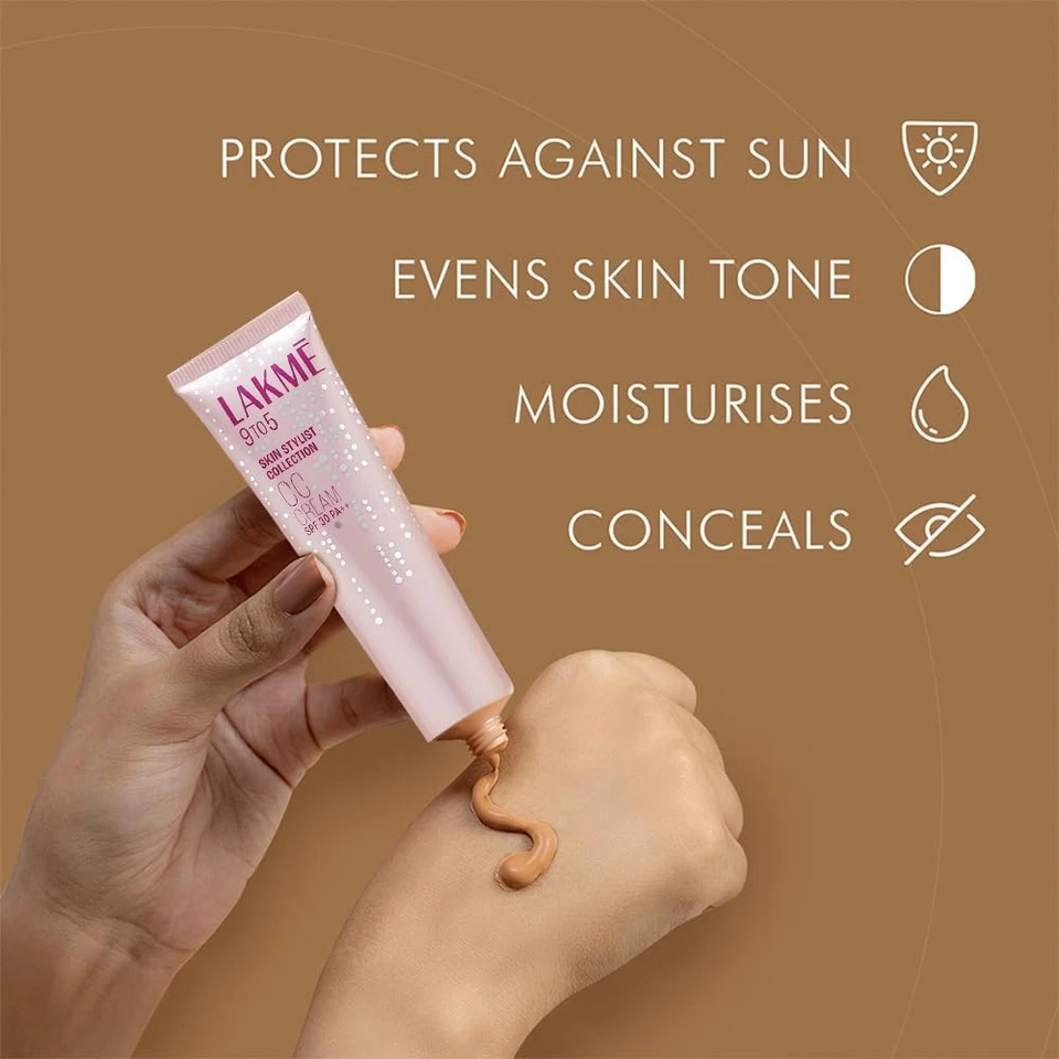 Lakme 9 To 5 Complexion Care Face CC Cream, Bronze, SPF 30, Conceals Dark Spots  - Image 4 of 4