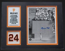 Willie Mays Autographed 8x10 with Jersey # and Accomplishments 