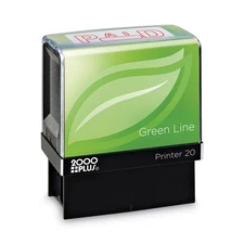 COSCO 2000PLUS® Green Line Message Stamp, Paid, 1 1/2 x 9/16, Red