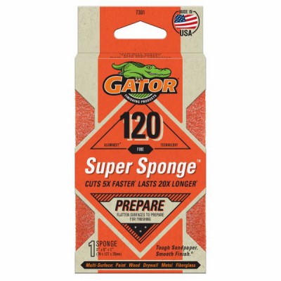 Jumbo Sanding Sponge, Large, 3 x 5 x 1-In., 120-Grit -7301
