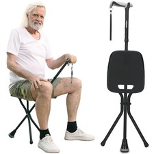 Walking Cane with Seat,Lightweight Foldable, Adjustable, Collapsible for Adults