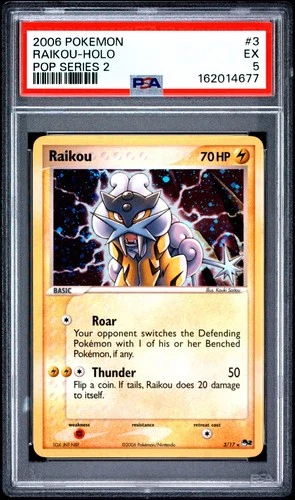 2006 POKEMON POP SERIES 2 #3 RAIKOU-HOLO PSA 5