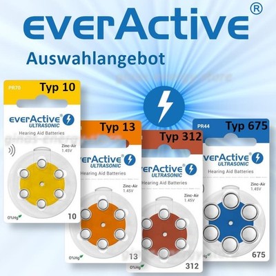 EverActive Ultrasonic Hörgerätbatterien Hörgerät Batterie 10 - 13 - 312 - 675