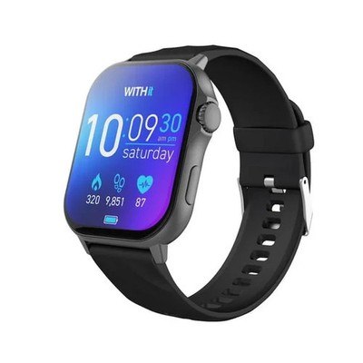WITHit Touch Screen Smart Watch Fitness Tracker With Heart Rate Black