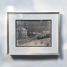 1944 Graphite Landscape by Listed Artist HEINI WASER (b. 1913, Switzerland)