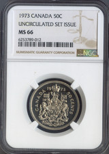 1973 Canada 50 Cents 50C NGC MS66 - Quality