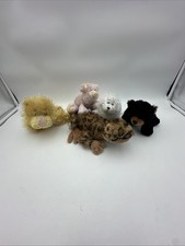Ganz Webkinz Lot of 5 Adorable and Plushy Animals Seal Pig Lioness Lizard Bear