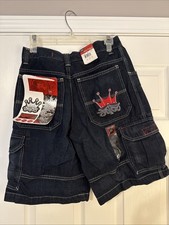 NEW Vintage JNCO Tribals Jean Shorts Crown Dark Blue Sz Youth 18 Skater Y2K Surf