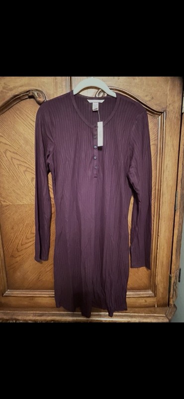 Victoria'sSecret So Soft Modal  Wide Rib, Long Sleeve Henley Dress Size XL Wine
